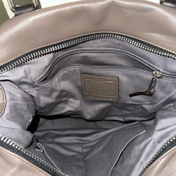 Coach Colorblock Legacy Leather Satchel Grey Khaki Black - Picture 4 of 9